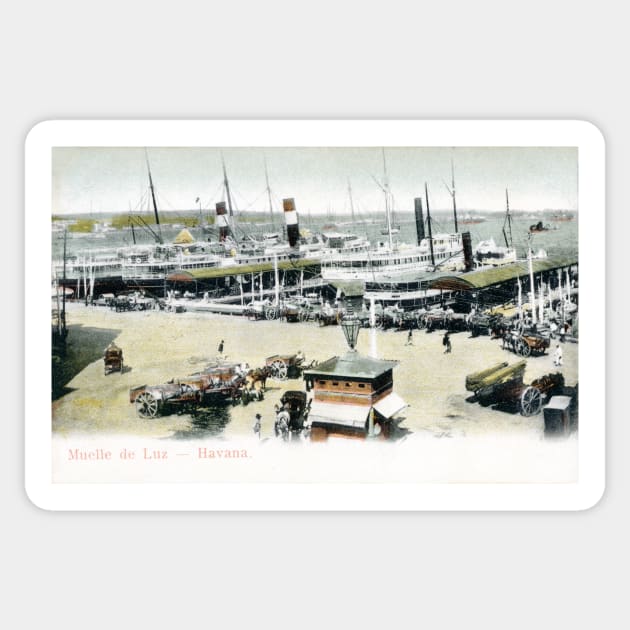 1908 Harbor and Light Pier Havana Cuba Sticker by historicimage